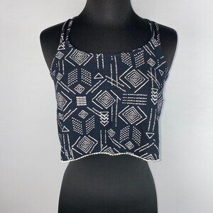 Mossimo Supply Co. Juniors XS Aztec Tribal Cropped Tank Top Crochet Hem Festival